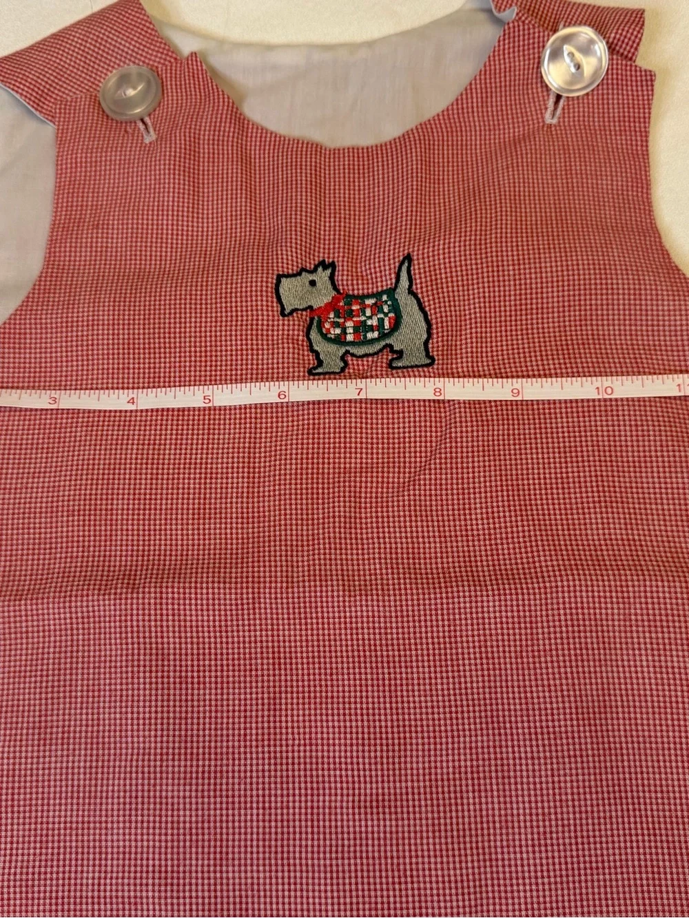 Handmade Vintage-Style Scottie Dog Christmas Jumper Dress 2T Red Check